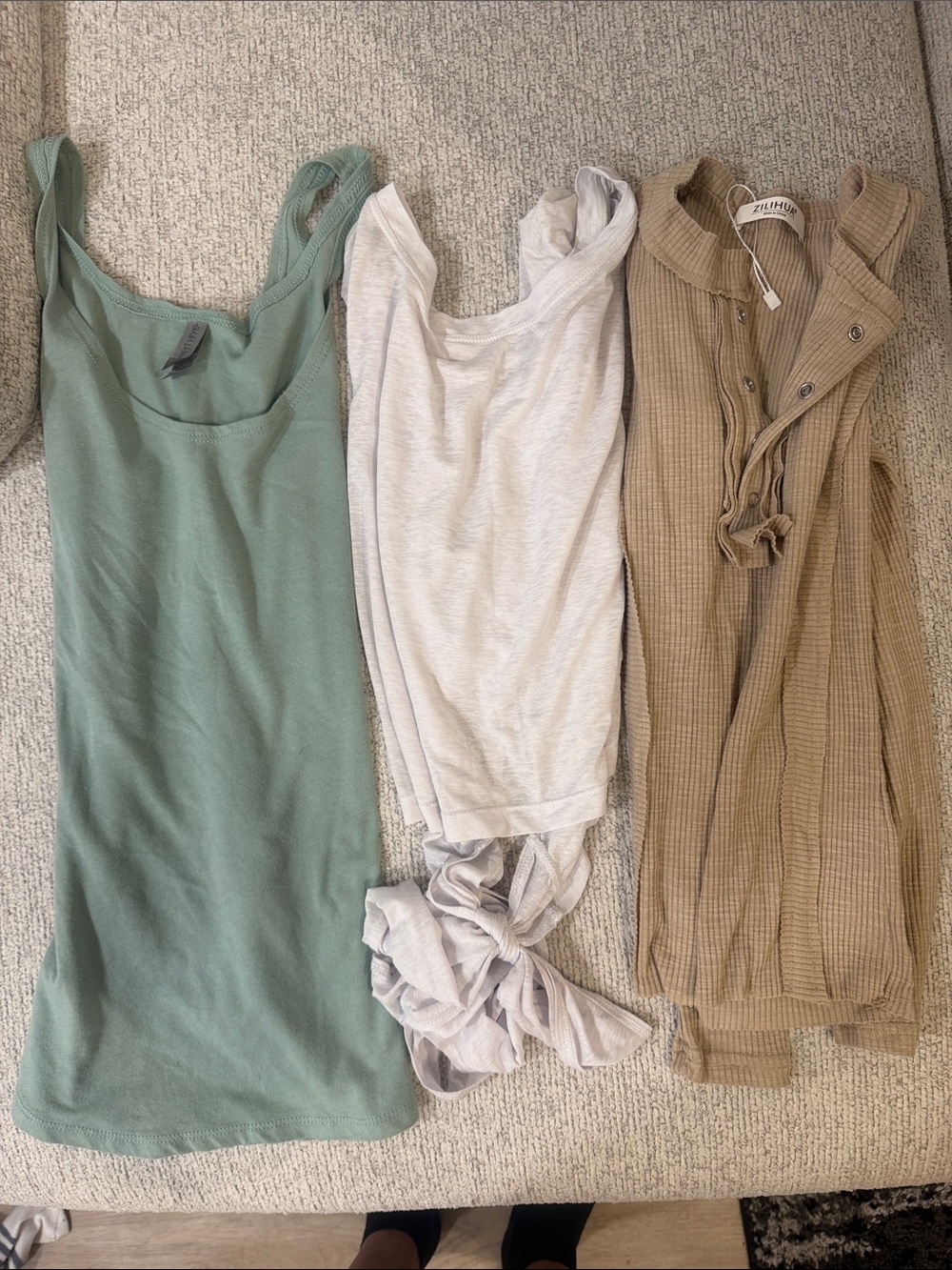 3-Pack Women’s Tank Tops – Sage Green, Light Gray, Khaki by UNBRANDED